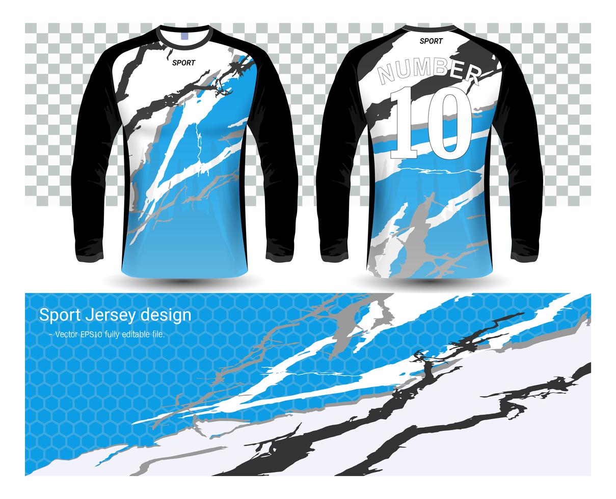 Long sleeve soccer jerseys tshirts mockup template. 556555 Vector Art