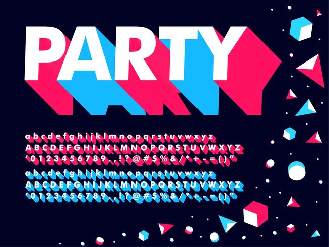 Modern 3d Geometric Party Font vector