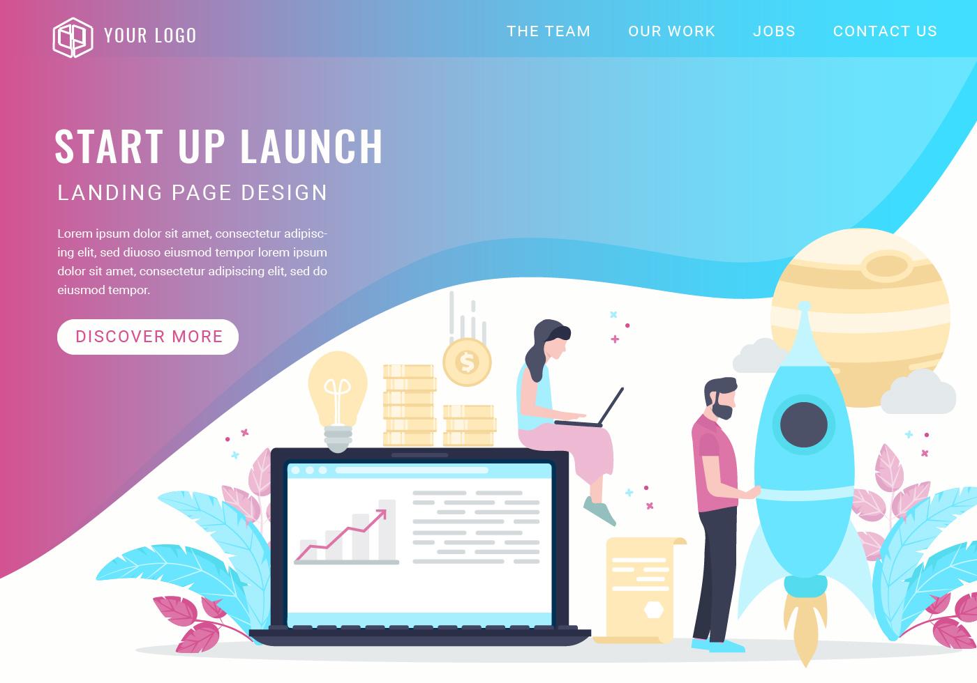 Vector Start Up Launch Landing Page 556561 Vector Art at ...