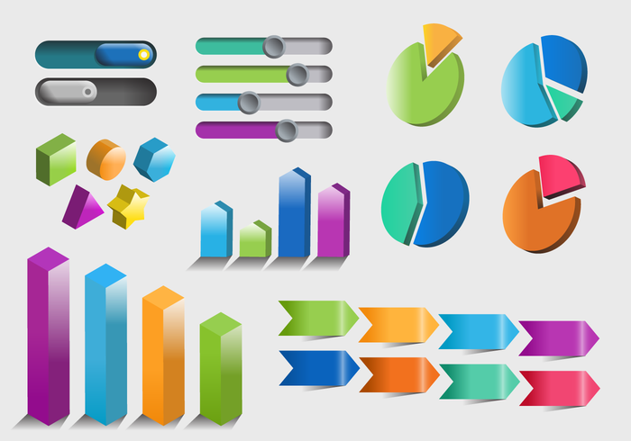 Colorful 3D Infographic Element Vector Set