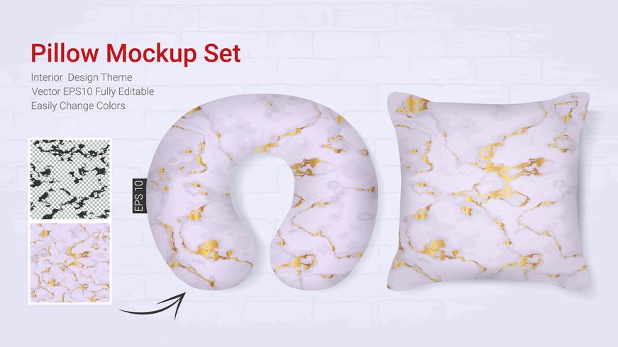 Realistic travel neck pillows mockup template and cover cushion case. vector