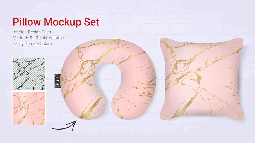 Realistic travel neck pillows mockup template and cover cushion case. vector