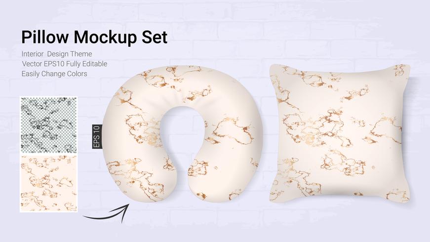 Realistic travel neck pillows mockup template and cover cushion case. vector