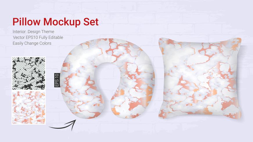 Realistic travel neck pillows mockup template and cover cushion case. vector