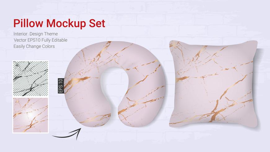 Realistic travel neck pillows mockup template and cover cushion case. vector