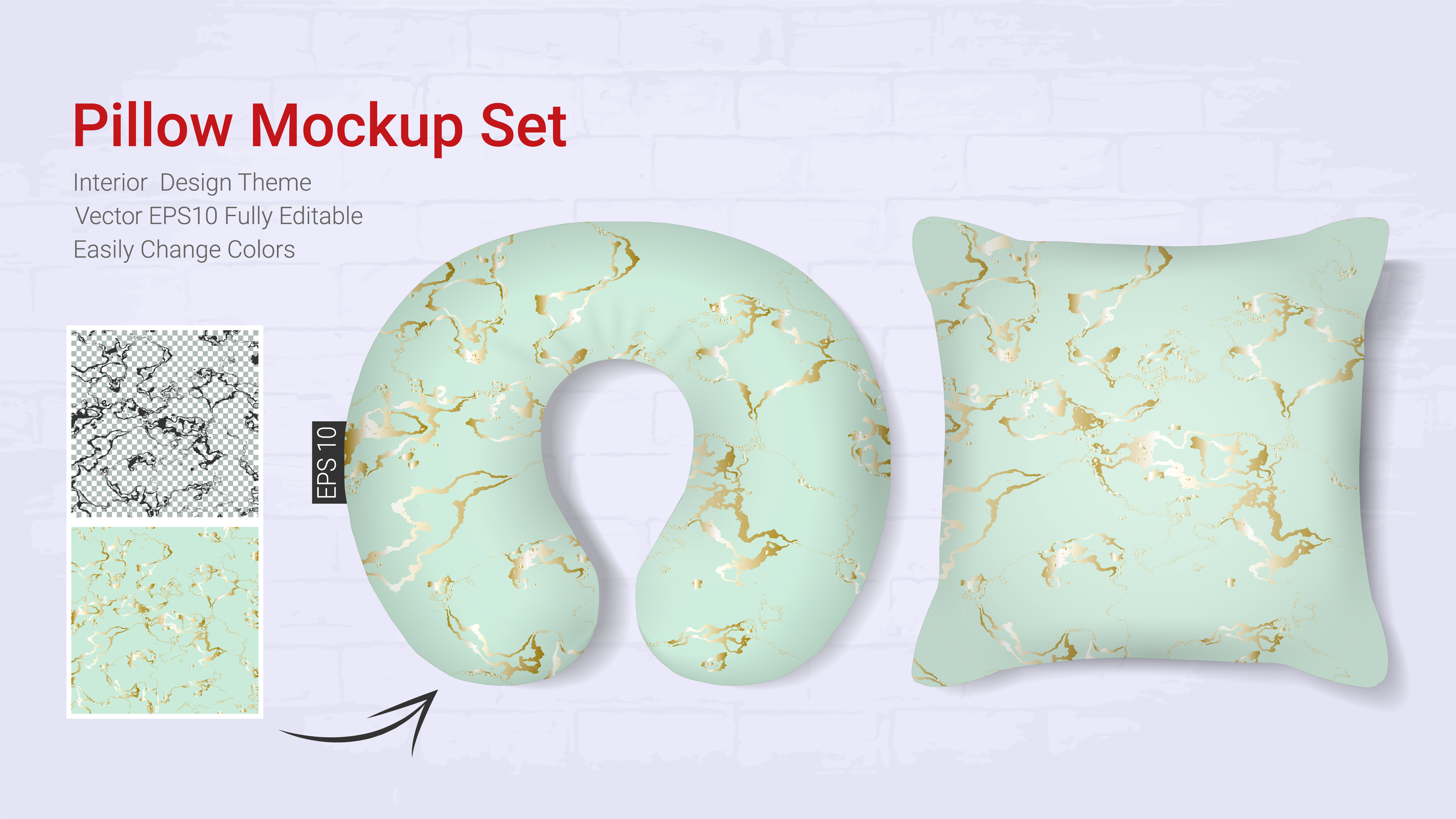 Realistic travel neck pillows mockup template and cover
