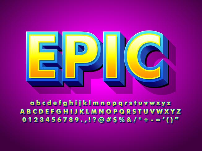 Epic Cartoon 3d Game Logo fuente vector