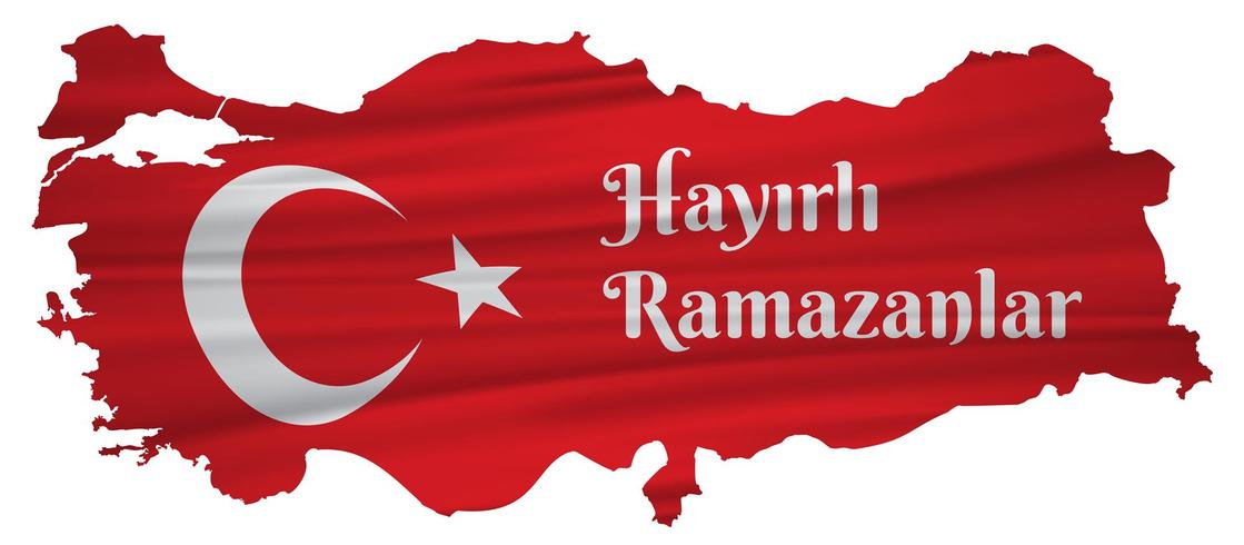 Happy ramadan Turkish Speak Hayirli ramazanlar. Turkey map Vector Illustration.