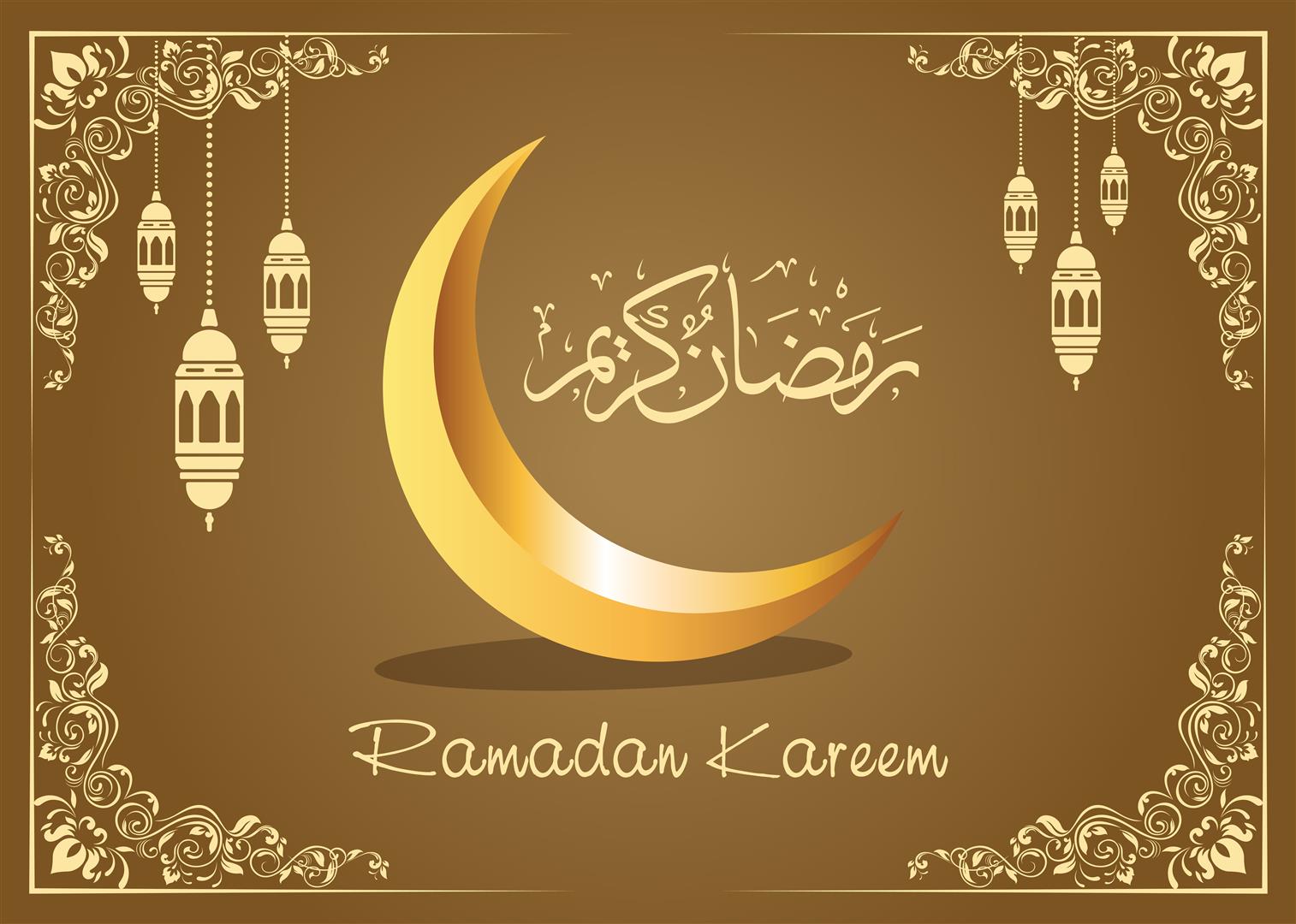 ramadan kareem islamic greeting design with lantern and calligraphy