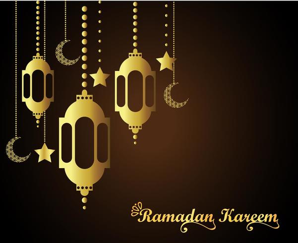 ramadan kareem islamic greeting design  with lantern and calligraphy. vector