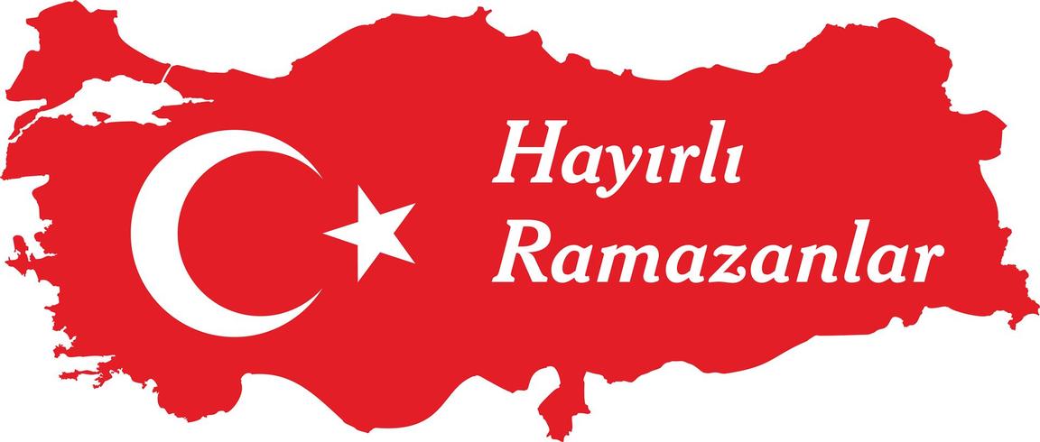 Feliz Ramadán Turco Habla: Hayirli ramazanlar. Ilustración de vector de mapa de Turquía.