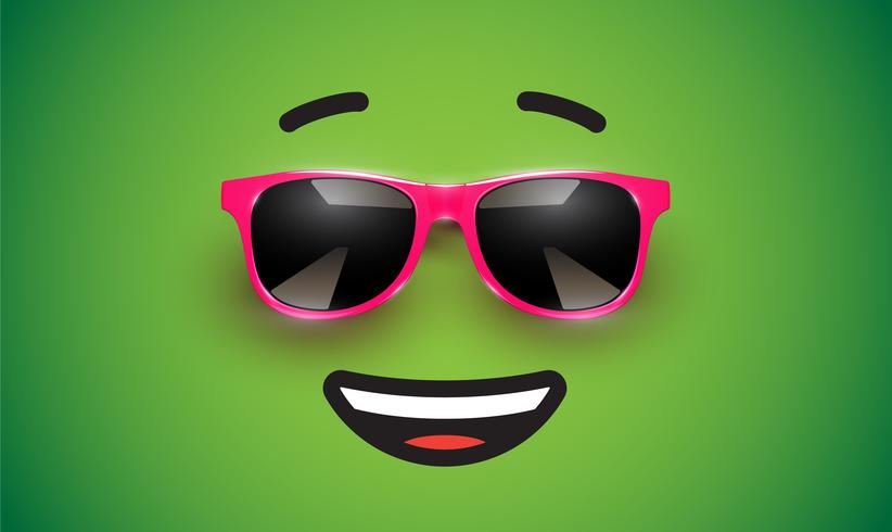Emoticon colorido alto detiled con gafas de sol, ilustración vectorial vector
