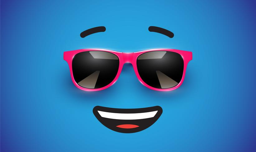 Emoticon colorido alto detiled con gafas de sol, ilustración vectorial vector