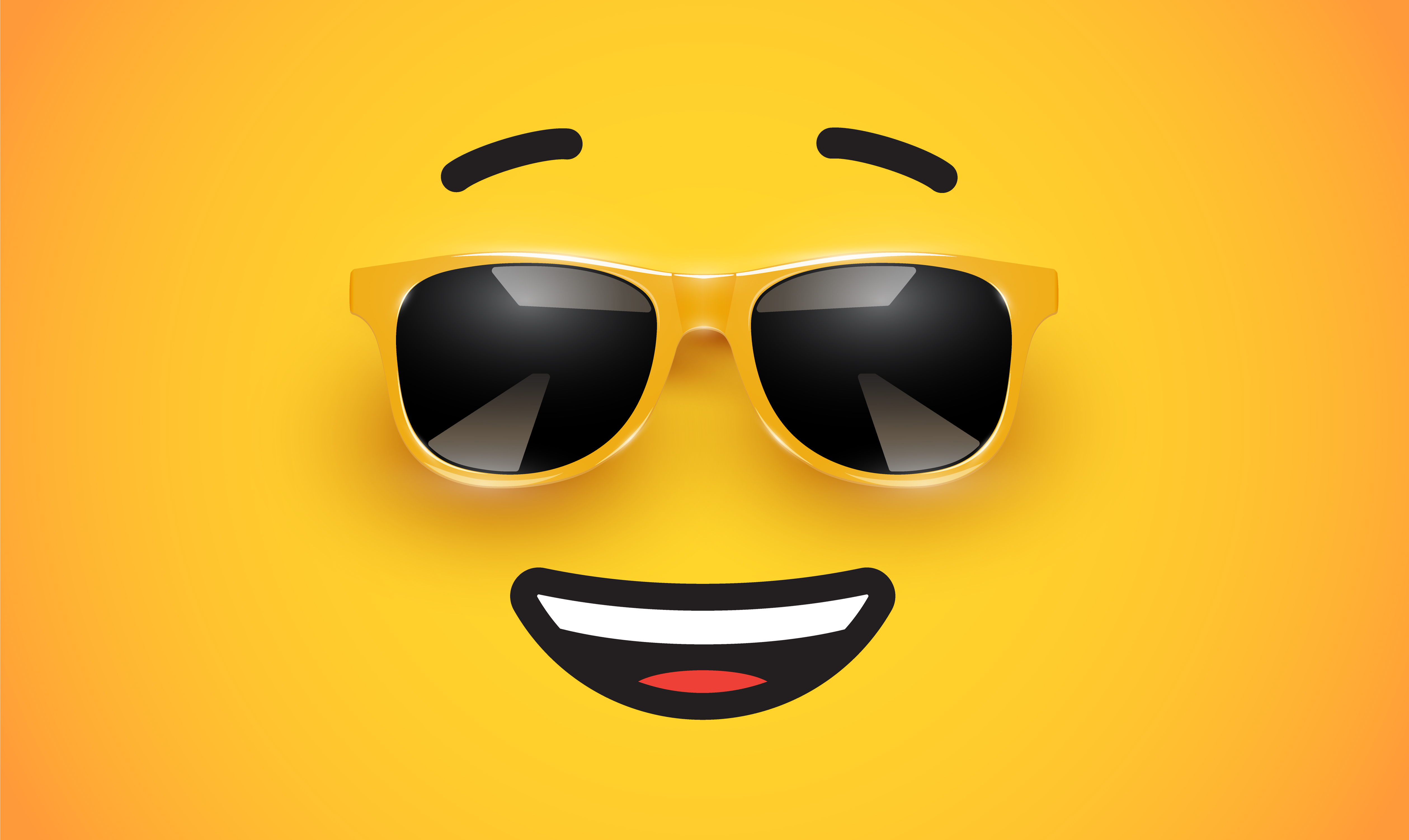 High detiled colorful emoticon with sunglasses, vector illustration