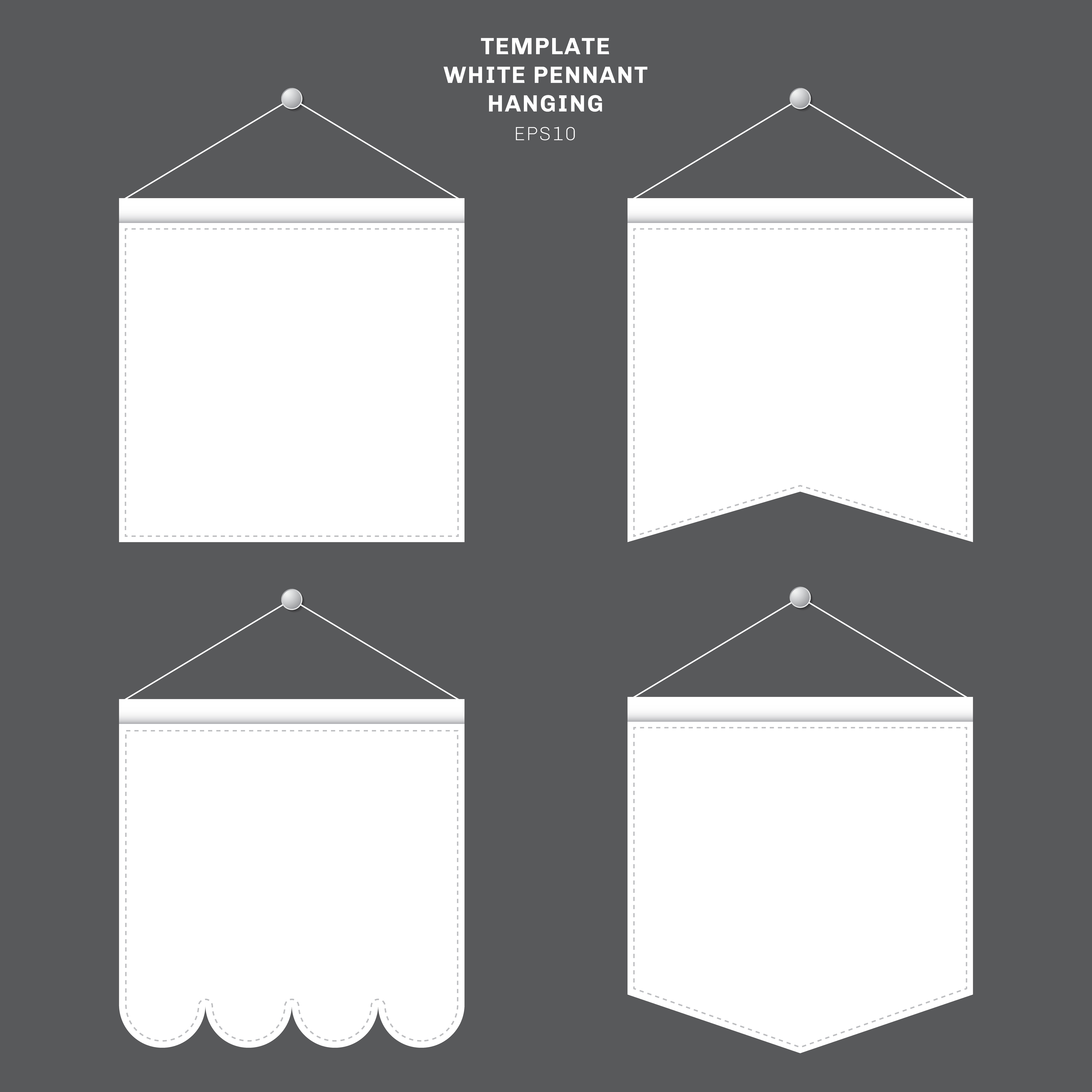 Set of template White pennant hanging on a wall Advertising canvas