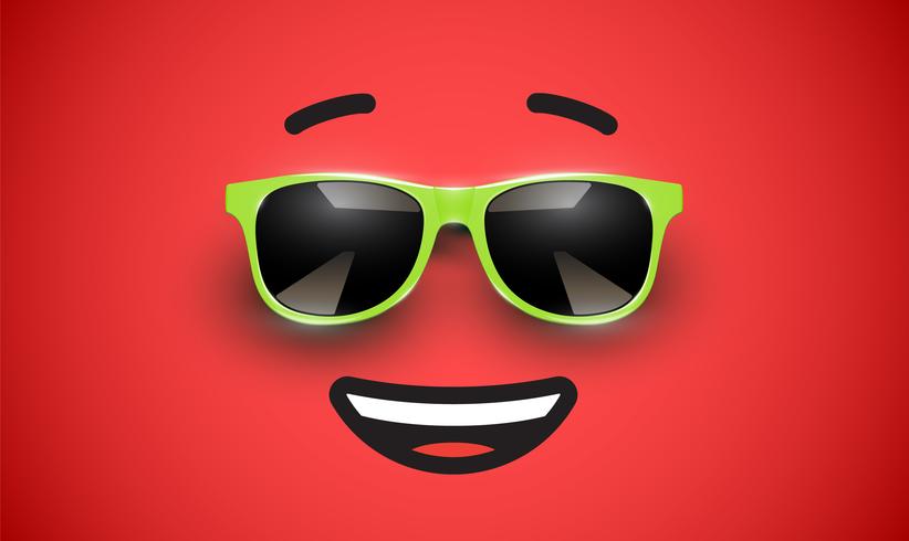 High detiled colorful emoticon with sunglasses, vector illustration