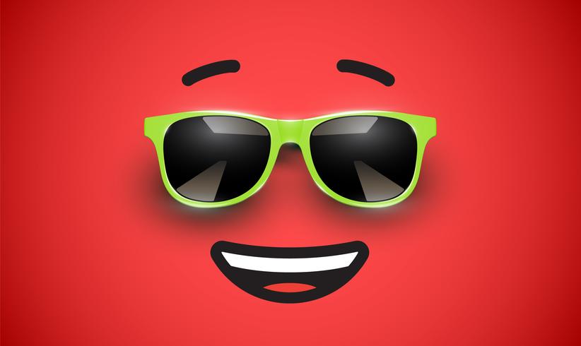 Emoticon colorido alto detiled con gafas de sol, ilustración vectorial vector