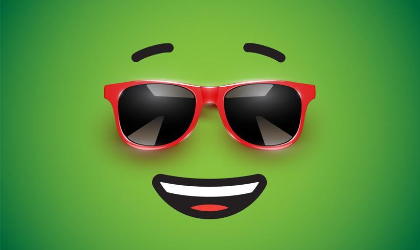 High detiled colorful emoticon with sunglasses, vector illustration