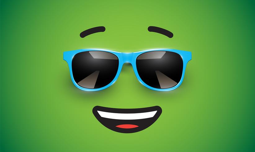 High detiled colorful emoticon with sunglasses, vector illustration
