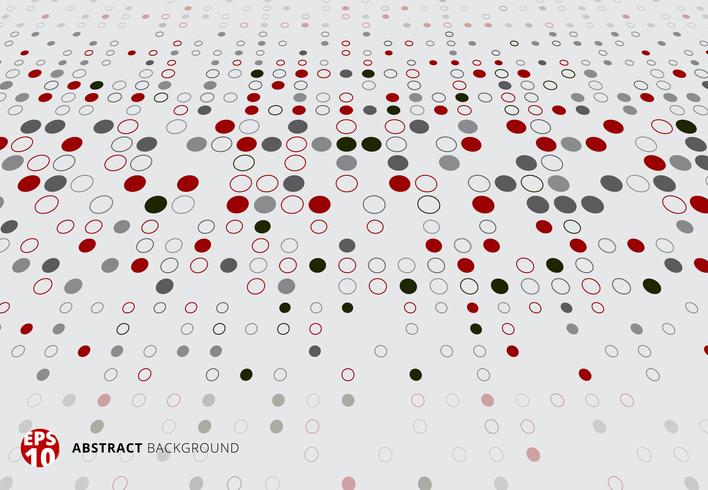 Abstract halftone pattern dots red, black and gray color perspective on white background. vector