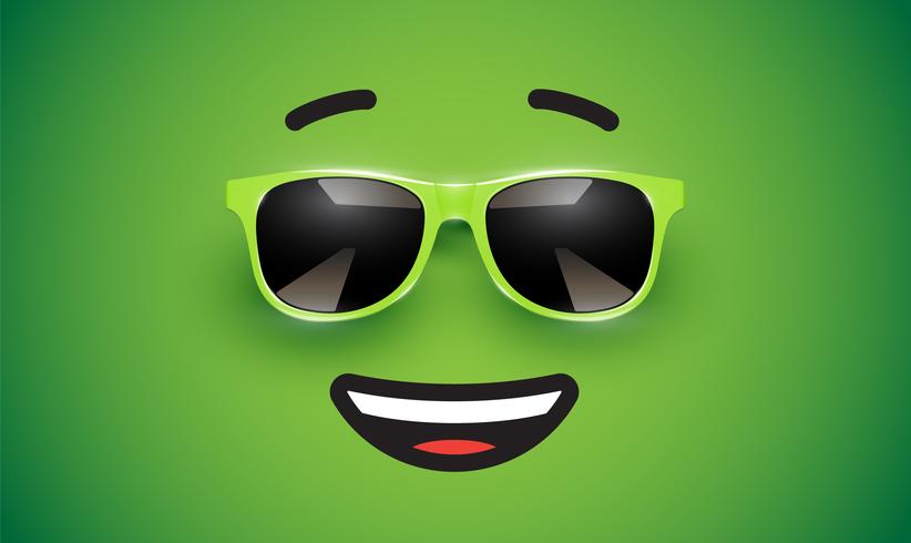 High detiled colorful emoticon with sunglasses, vector illustration