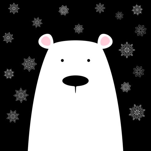 Funny cute polar bear. vector