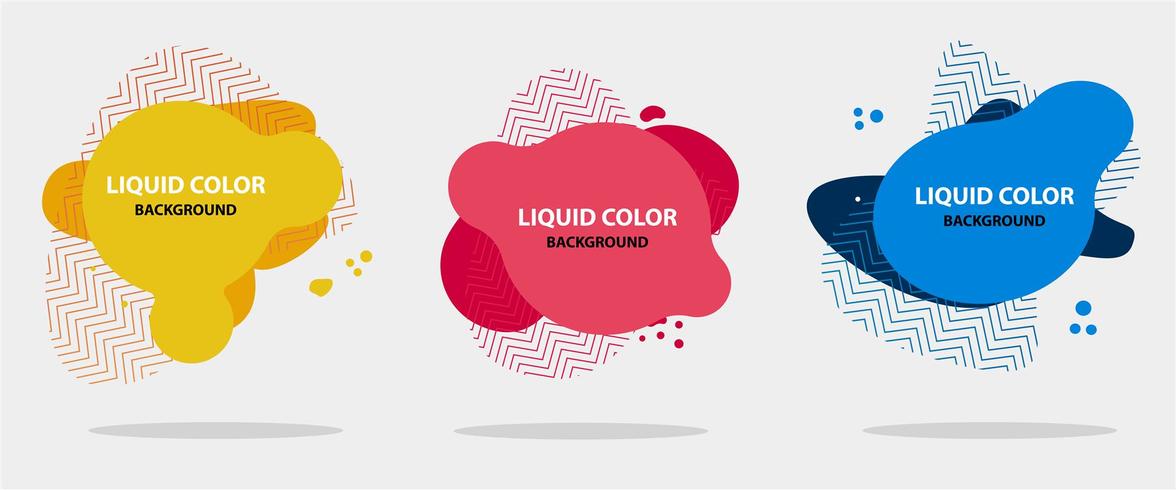 Forma liquida abstracta. Conjunto abstracto moderno de la bandera. Forma líquida geométrica plana con varios colores. Plantilla de banner moderno. Plantilla para el diseño de un logotipo, flyer de presentación. Diseño fluido. vector