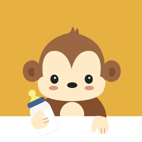 Cute cartoon baby Monkey.  vector