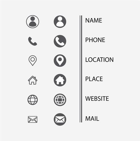 Business Card Icon Set. Vector minimal symbols.  illustration - Vector