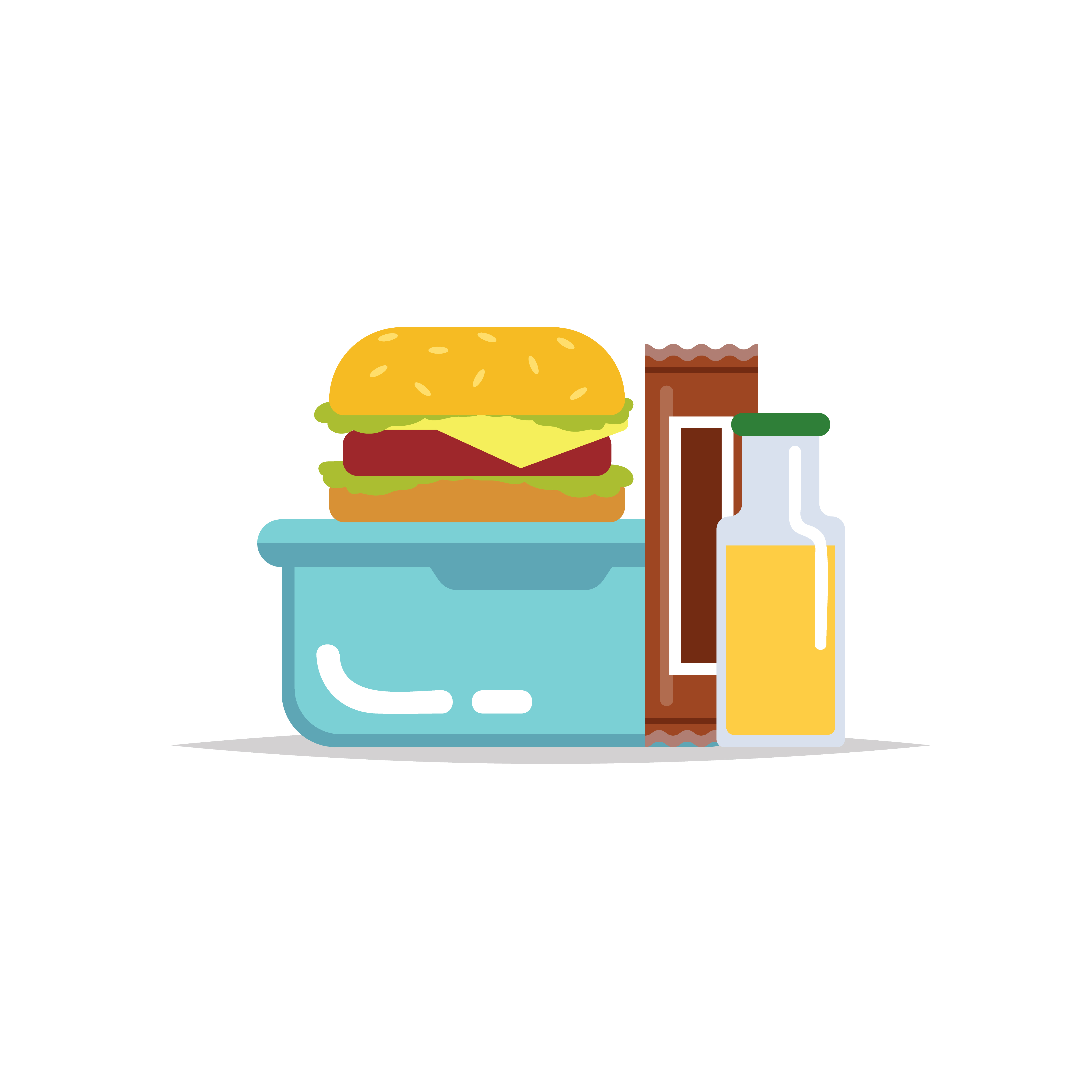 Download Lunchbox - meal container with hamburger, chocolate bar ...
