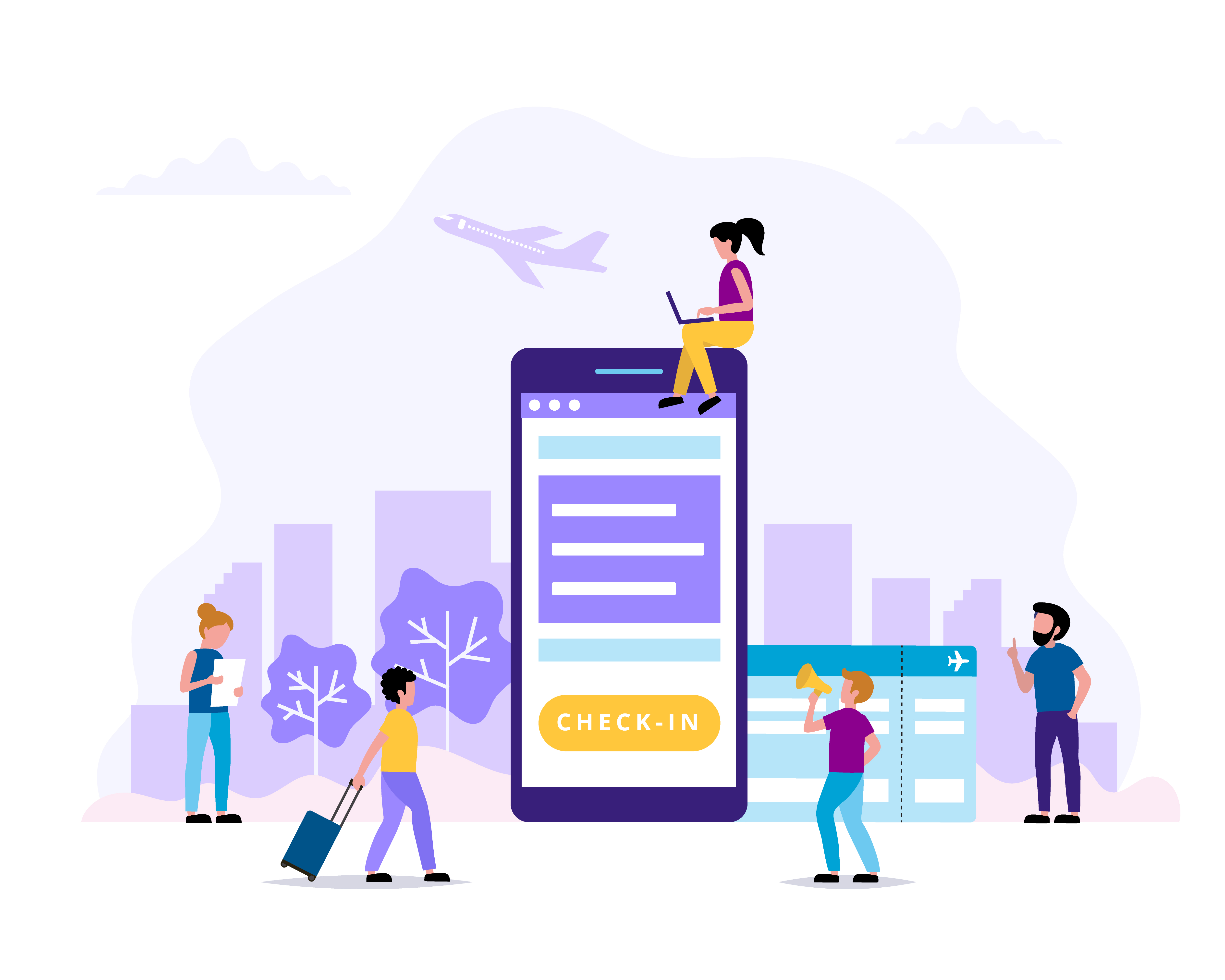 Go first check in. Check in картинка. люди с покупками. задачи вектор. check in vector.