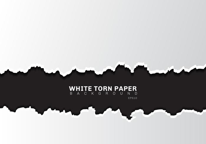 White torn paper edges with shadow on black background with copy space. vector