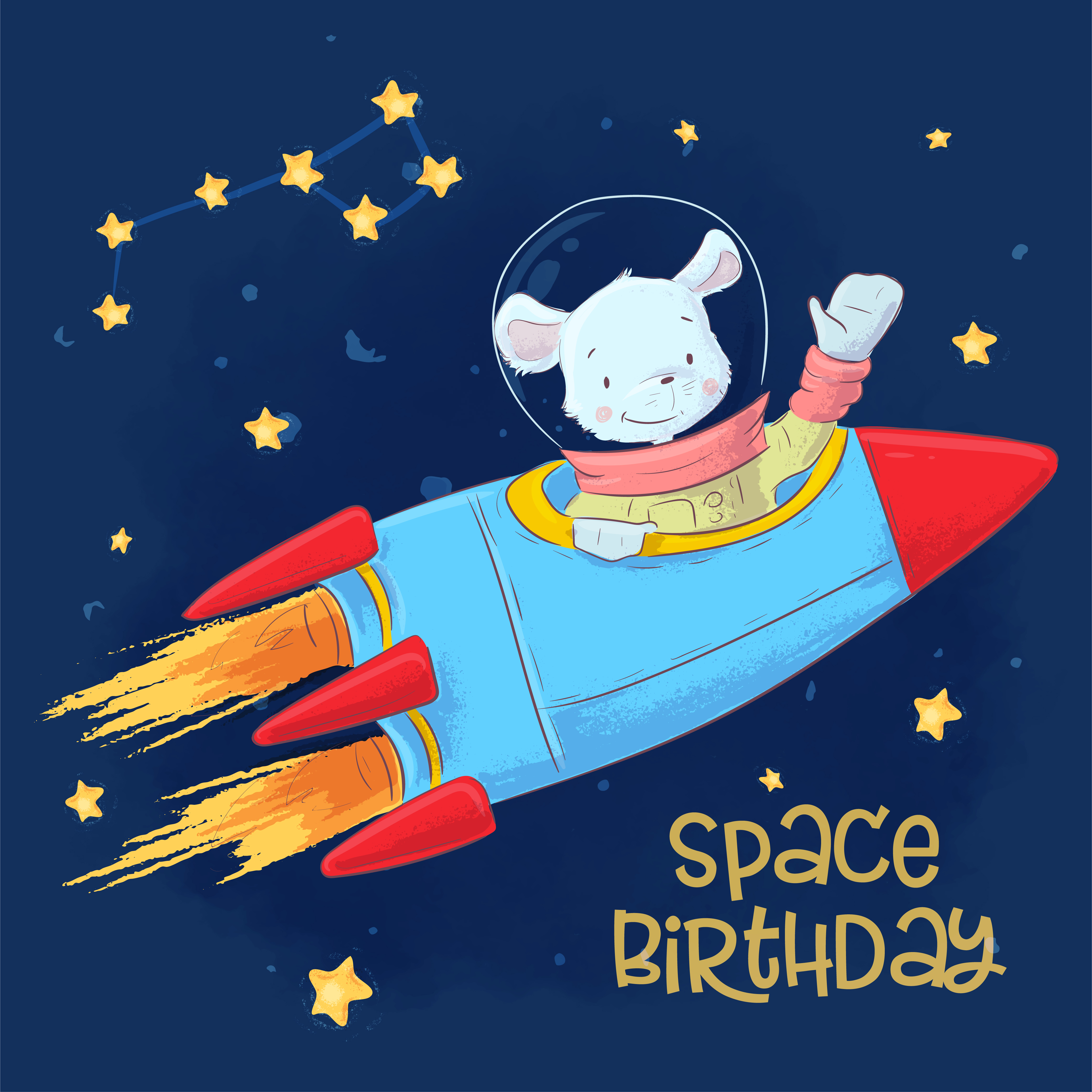 Postcard Poster Of Cute Astronaut Mouse In Space With Constellations And Stars In Cartoon Style Hand Drawing 557243 Vector Art At Vecteezy