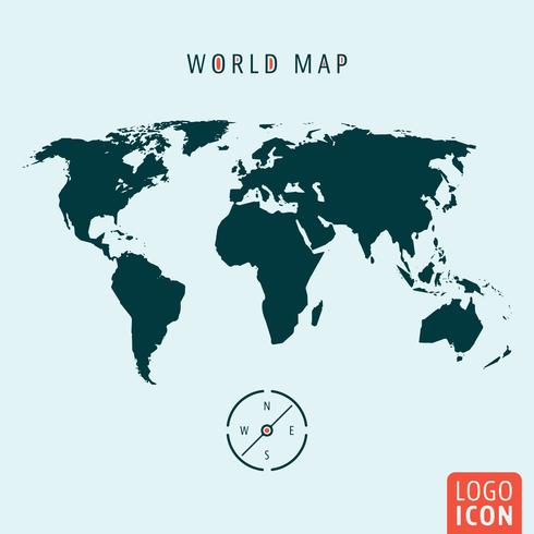World map icon isolated vector