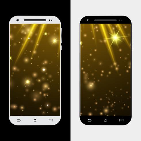 Smartphone gold star vector