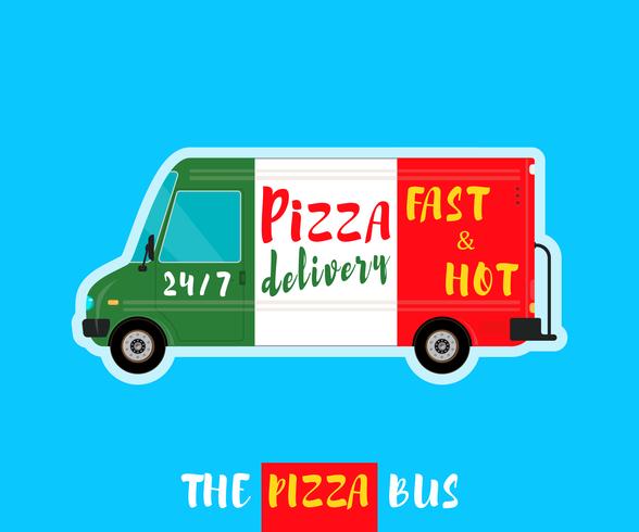 Pizza bus delivery vector