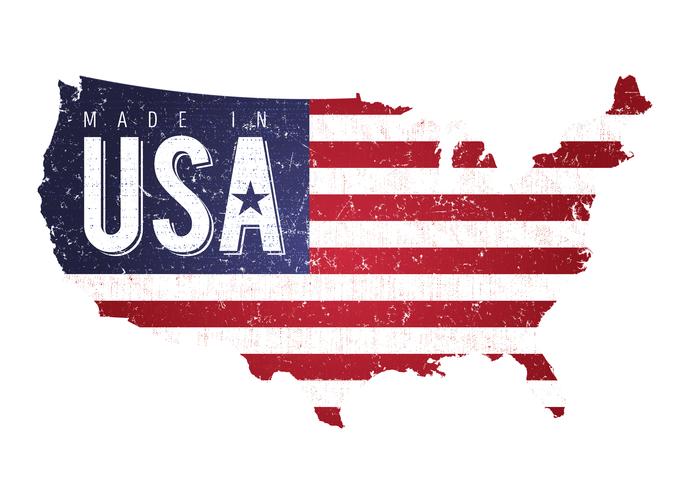 Vintage Textured American Map With Flag vector