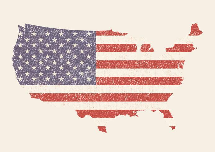 Vintage Textured American Map With Flag vector