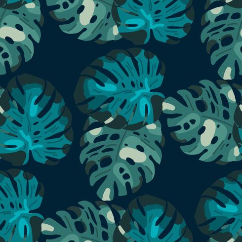 Tropical seamless pattern with exotic leaves. vector