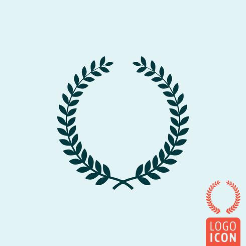 Icono de corona de laurel aislado vector