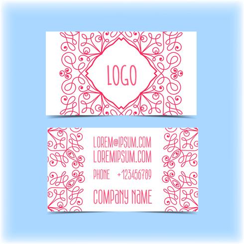 Business card with floral ornament, monogram vector