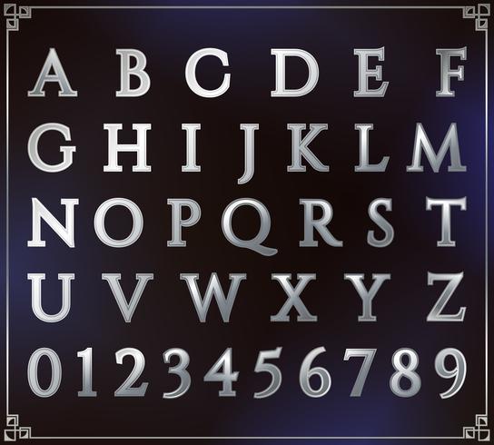 Silver alphabet set vector