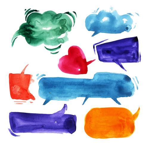 Talking clouds in watercolor. vector