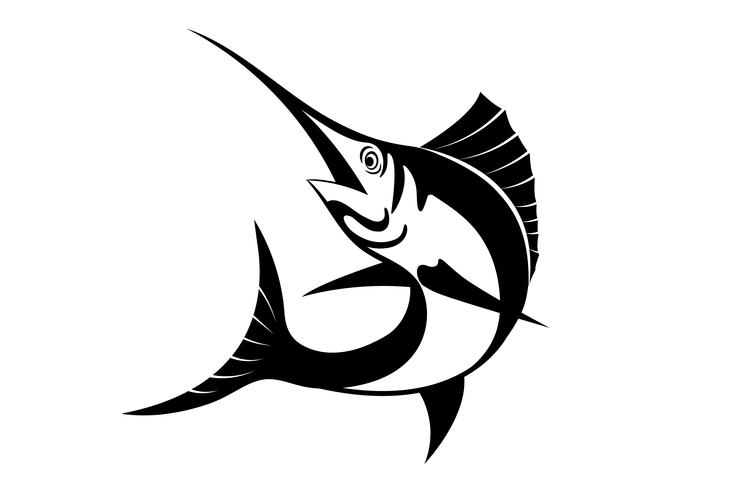 Sailfish Silhouette vector Isolated on white backgroud.