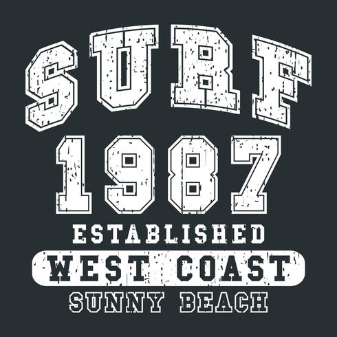 surf vintage print vector