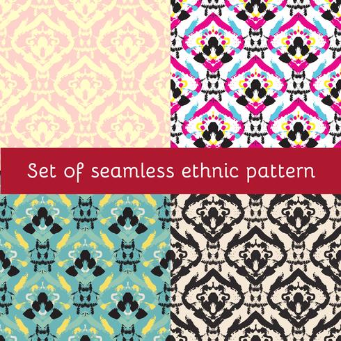 Set Hand drawn painted seamless pattern. vector