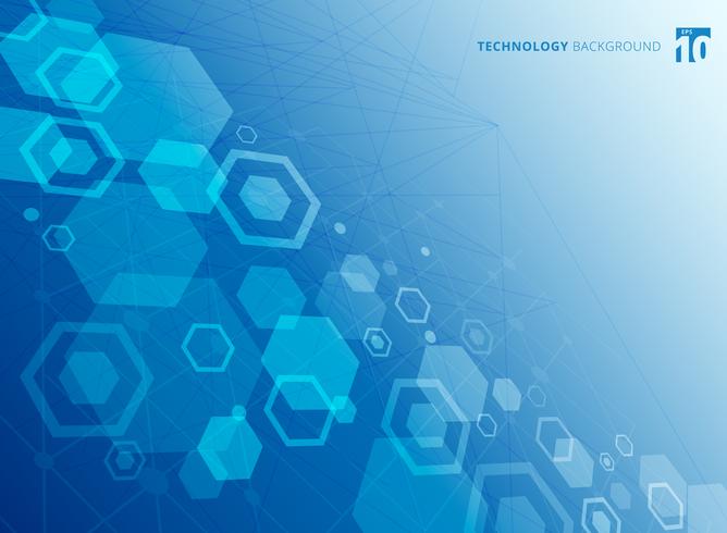 Abstract hexagonal structure of the molecules. The chemistry molecular study. Technology blue color background. vector