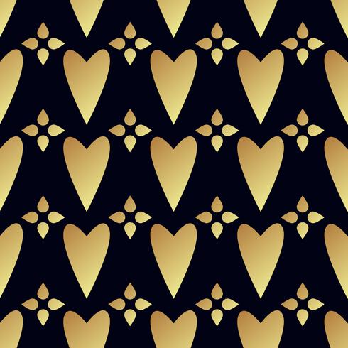 Seamless vector gold pattern with hearts. Vector illustration