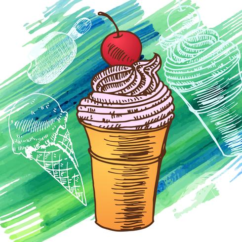 Bosquejo de estilo de postre helado Doodle congelado vector