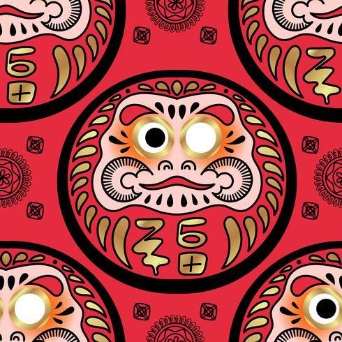 Daruma doll seamless pattern. vector